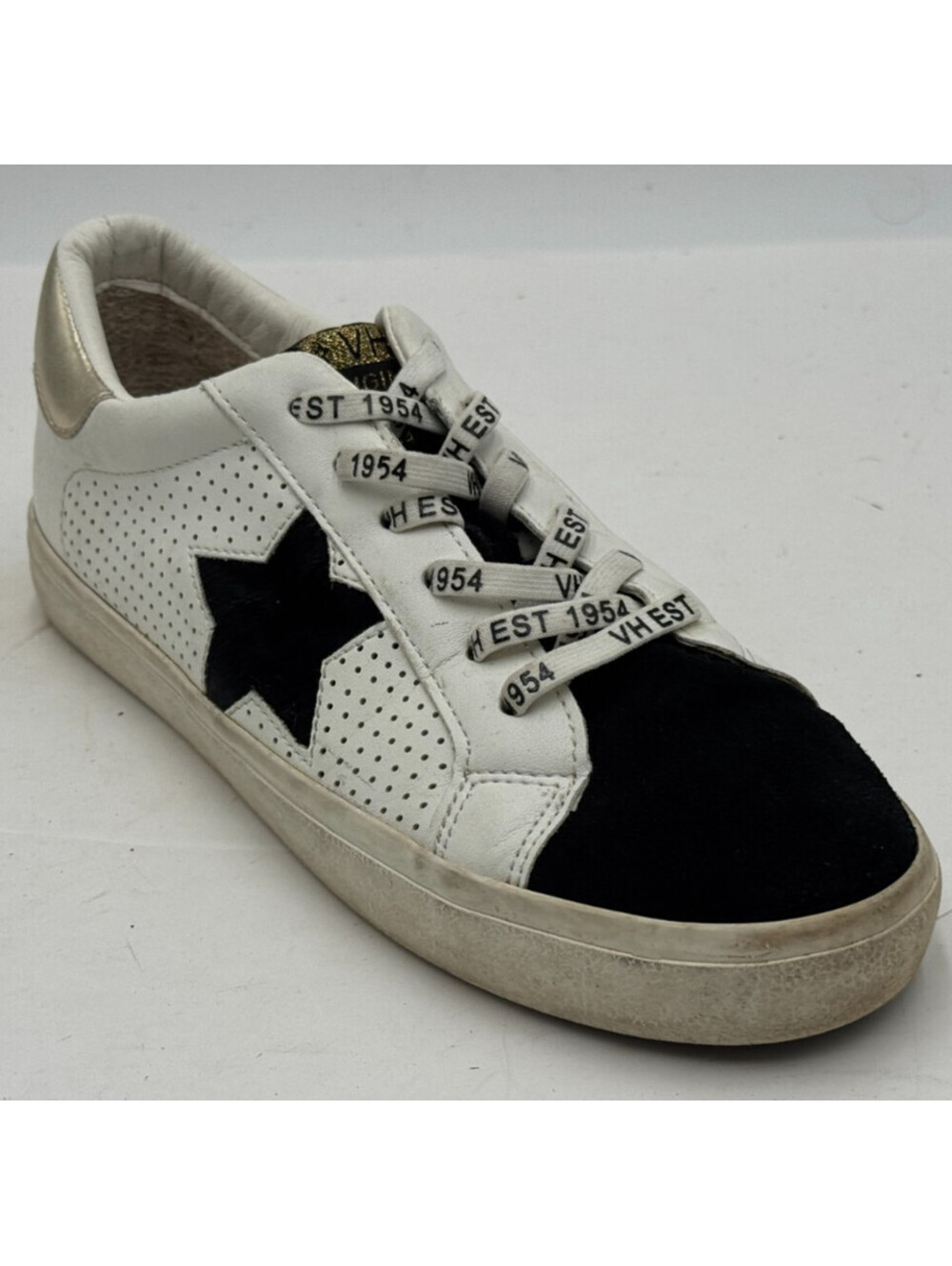 Vintage Havana Gadol Women's Sneakers 7.5 White Black Leather Perforated Shoes